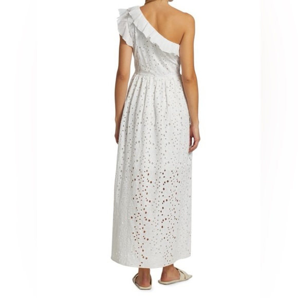 NWT Batsheva Jude One Shoulder Ruffle White Maxi Dress Size 10 - Picture 2 of 13